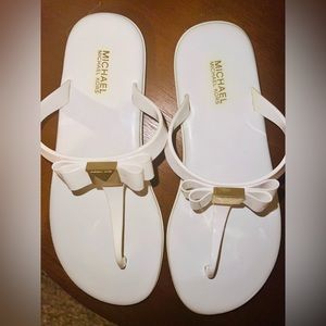 Michael Kors White 'Caroline' flip-flops
